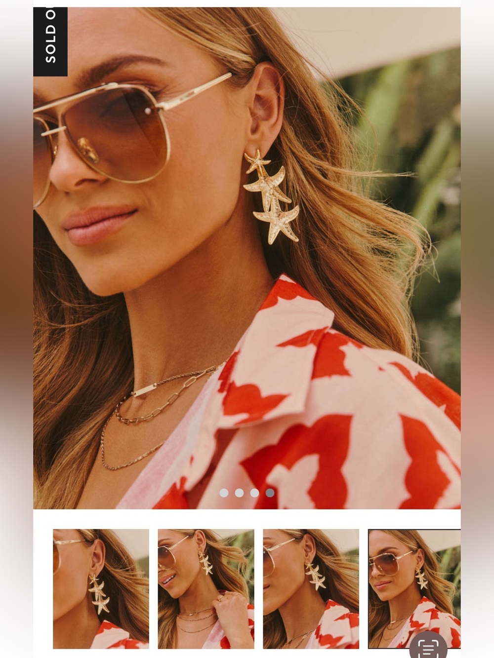 Vici Tiered Sandbar Starfish Earrings NWT